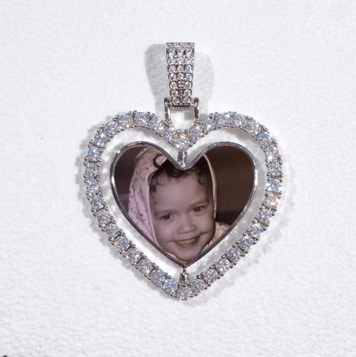 3D Spinning 2-Faced Heart Custom Picture Pendant