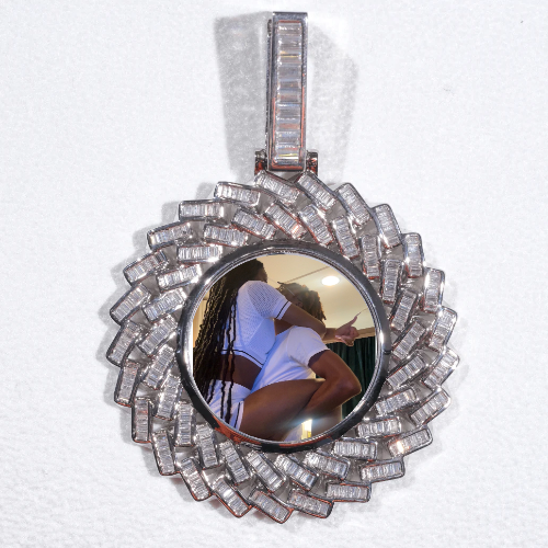 Large 3D Baguette Custom Picture Pendant