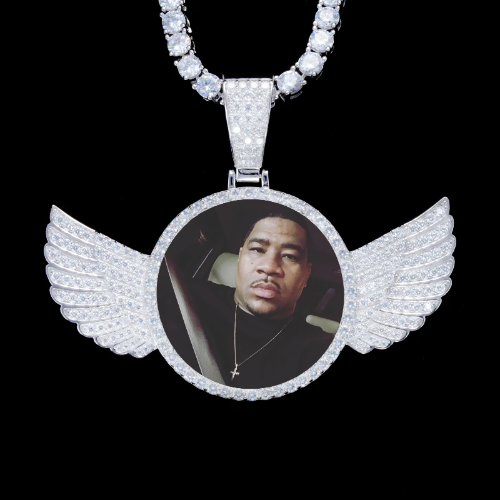 925S & VVS Moissanite 3D Wing Custom Picture Pendant