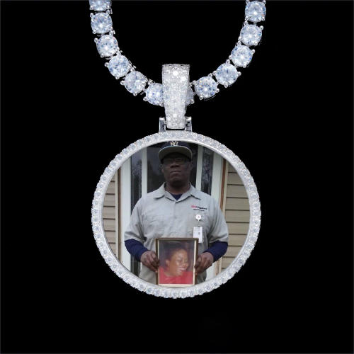 925S & VVS Moissanite 3D Circle Custom Picture Pendant