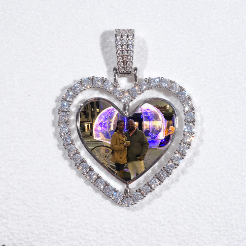 3D Spinning 2-Faced Heart Custom Picture Pendant