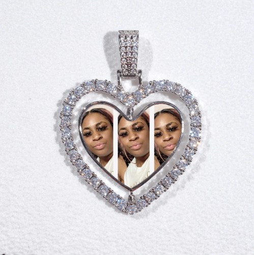 3D Spinning 2-Faced Heart Custom Picture Pendant