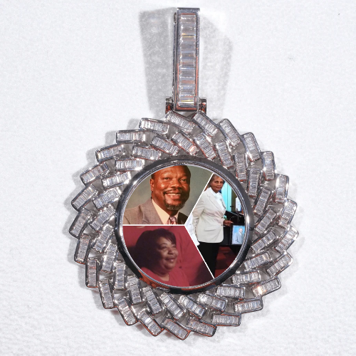 Large 3D Baguette Custom Picture Pendant