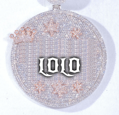 CUSTOM LETTER NECKLACE 3D BIG CROWN DISC