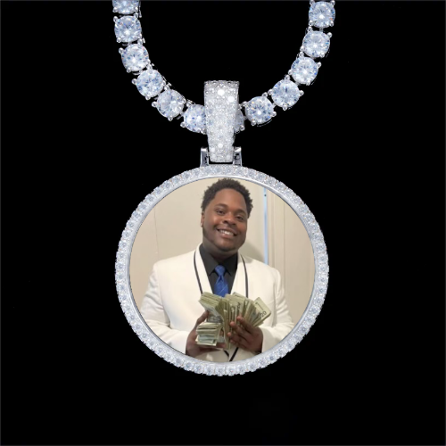 925S & VVS Moissanite 3D Circle Custom Picture Pendant
