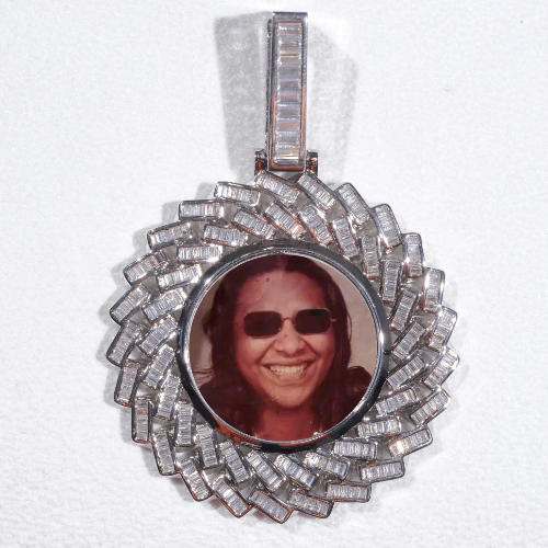 Large 3D Baguette Custom Picture Pendant