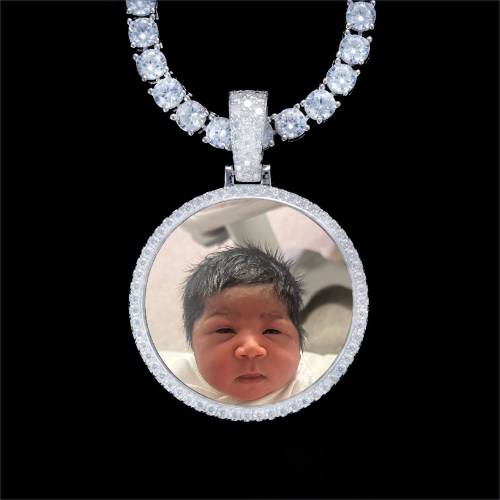 925S & VVS Moissanite 3D Circle Custom Picture Pendant