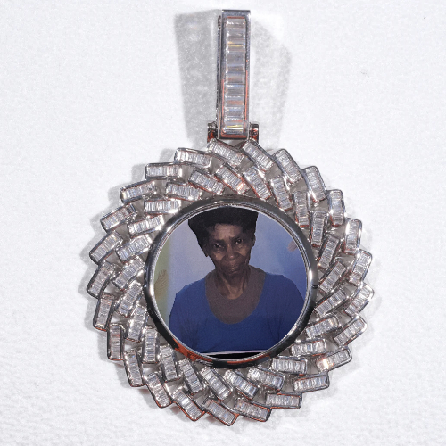 Large 3D Baguette Custom Picture Pendant