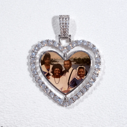 3D Spinning 2-Faced Heart Custom Picture Pendant