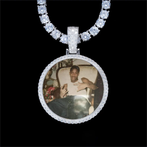 925S & VVS Moissanite 3D Circle Custom Picture Pendant