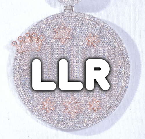 CUSTOM LETTER NECKLACE 3D BIG CROWN DISC