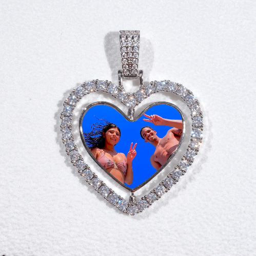 3D Spinning 2-Faced Heart Custom Picture Pendant