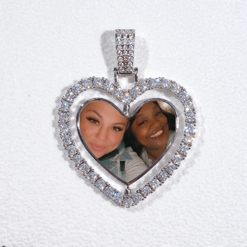 3D Spinning 2-Faced Heart Custom Picture Pendant