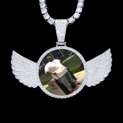 925S & VVS Moissanite 3D Wing Custom Picture Pendant