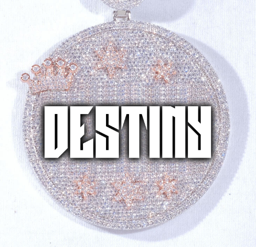 CUSTOM LETTER NECKLACE 3D BIG CROWN DISC