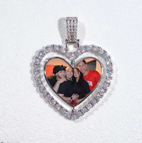 3D Spinning 2-Faced Heart Custom Picture Pendant