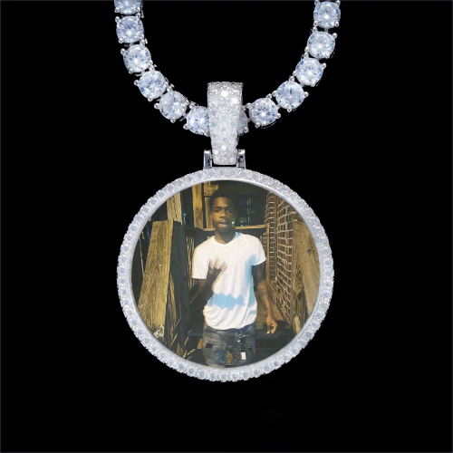 925S & VVS Moissanite 3D Circle Custom Picture Pendant