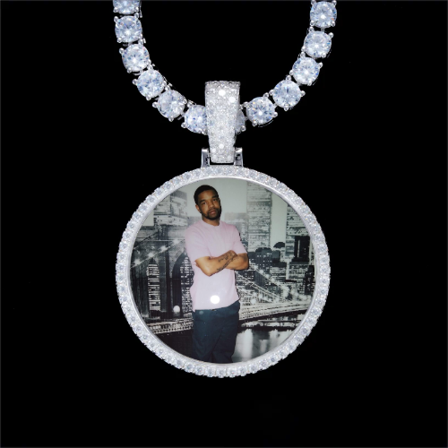 925S & VVS Moissanite 3D Circle Custom Picture Pendant