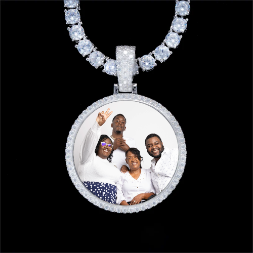 925S & VVS Moissanite 3D Circle Custom Picture Pendant