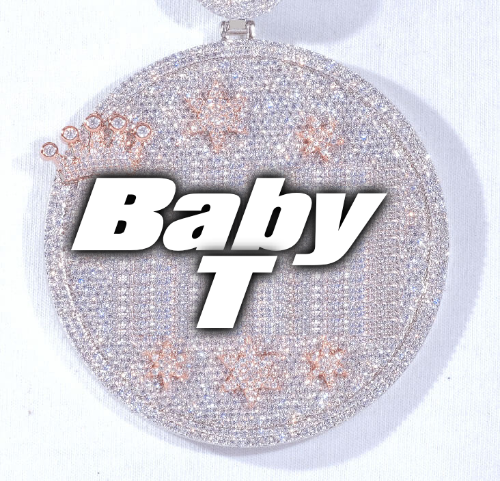 CUSTOM LETTER NECKLACE 3D BIG CROWN DISC
