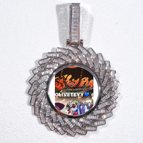 Large 3D Baguette Custom Picture Pendant
