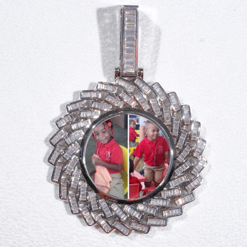 Large 3D Baguette Custom Picture Pendant