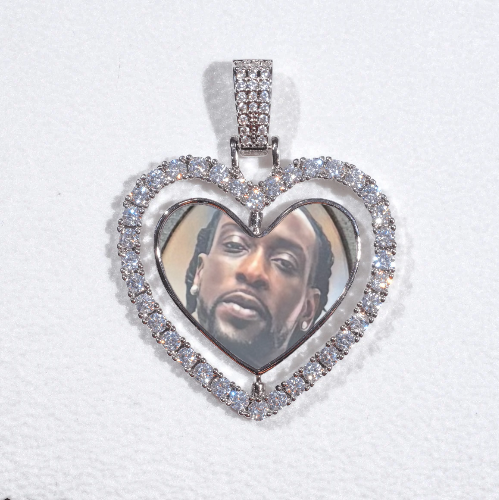 3D Spinning 2-Faced Heart Custom Picture Pendant
