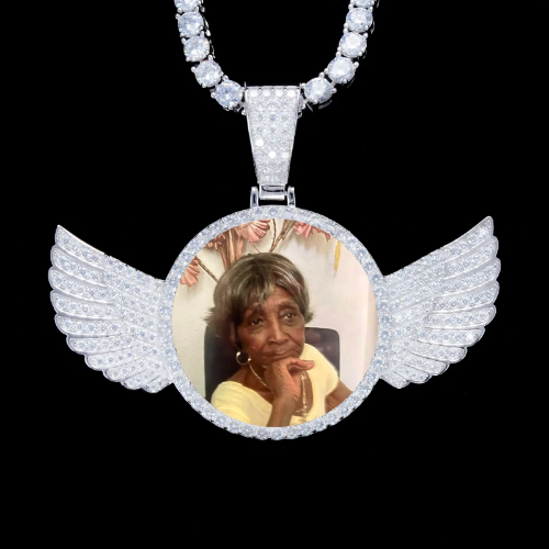 925S & VVS Moissanite 3D Wing Custom Picture Pendant