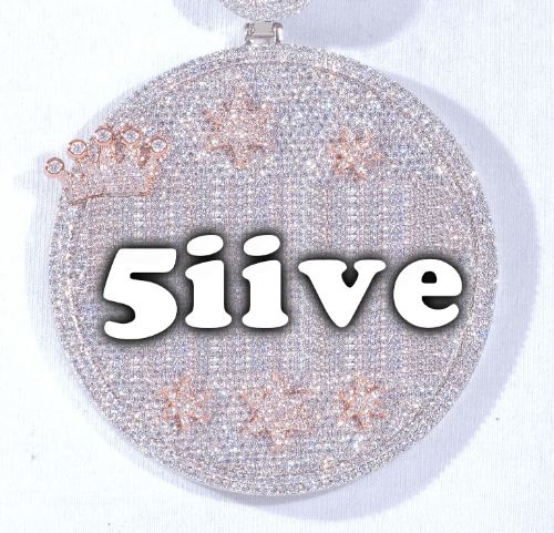 CUSTOM LETTER NECKLACE 3D BIG CROWN DISC