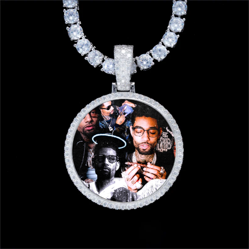 925S & VVS Moissanite 3D Circle Custom Picture Pendant
