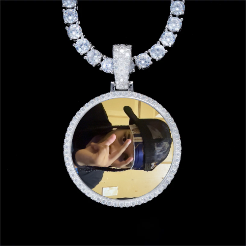 925S & VVS Moissanite 3D Circle Custom Picture Pendant