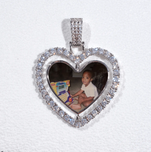 3D Spinning 2-Faced Heart Custom Picture Pendant