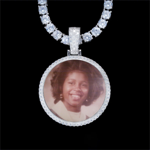 925S & VVS Moissanite 3D Circle Custom Picture Pendant