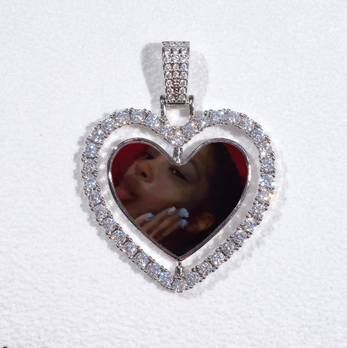 3D Spinning 2-Faced Heart Custom Picture Pendant