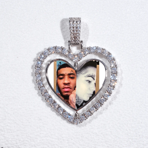 3D Spinning 2-Faced Heart Custom Picture Pendant