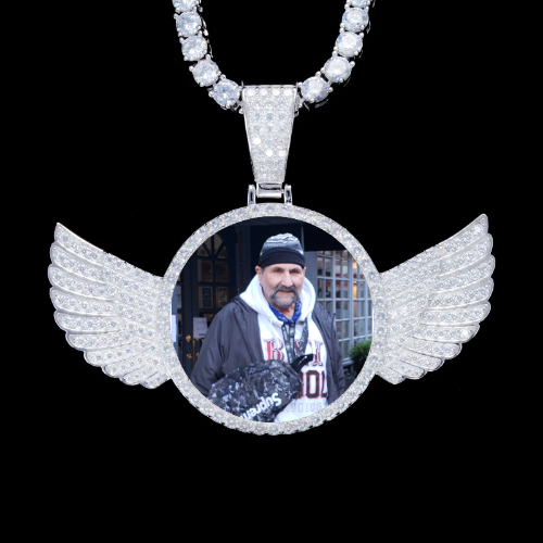 925S & VVS Moissanite 3D Wing Custom Picture Pendant