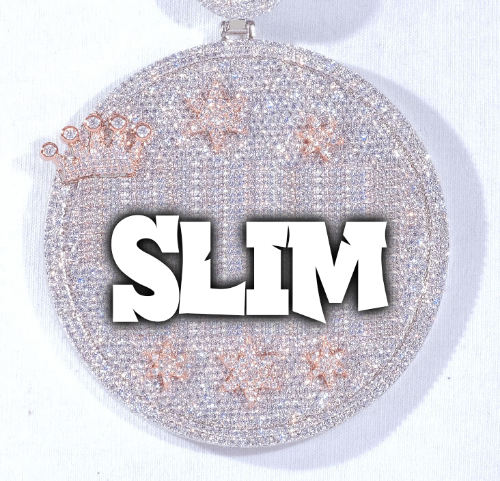 CUSTOM LETTER NECKLACE 3D BIG CROWN DISC