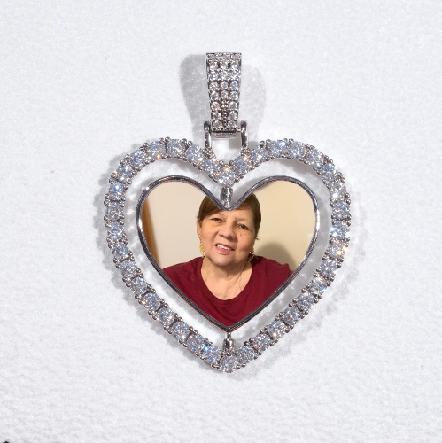 3D Spinning 2-Faced Heart Custom Picture Pendant