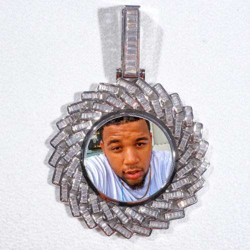 Large 3D Baguette Custom Picture Pendant
