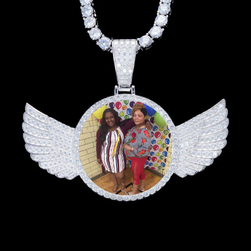 925S & VVS Moissanite 3D Wing Custom Picture Pendant