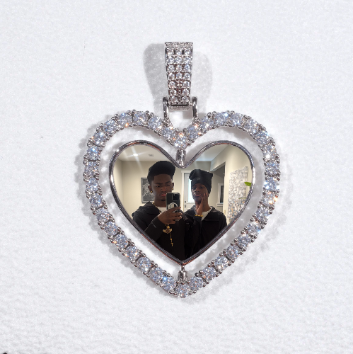 3D Spinning 2-Faced Heart Custom Picture Pendant