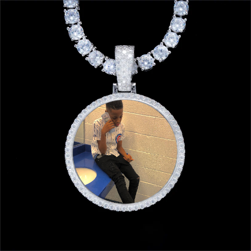 925S & VVS Moissanite 3D Circle Custom Picture Pendant