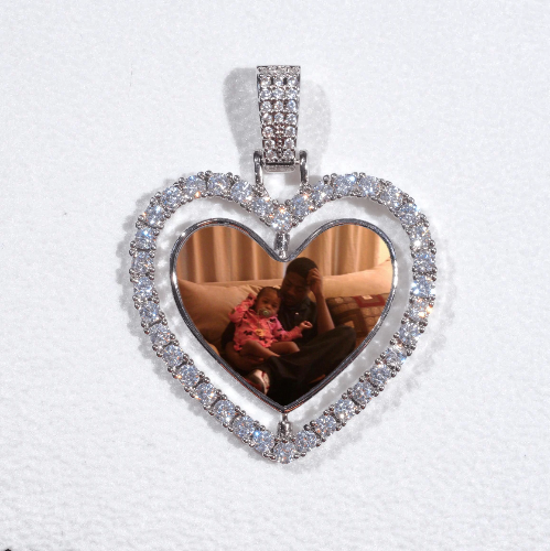 3D Spinning 2-Faced Heart Custom Picture Pendant