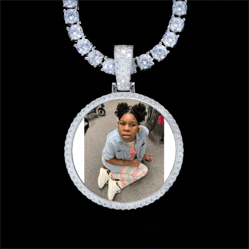 925S & VVS Moissanite 3D Circle Custom Picture Pendant