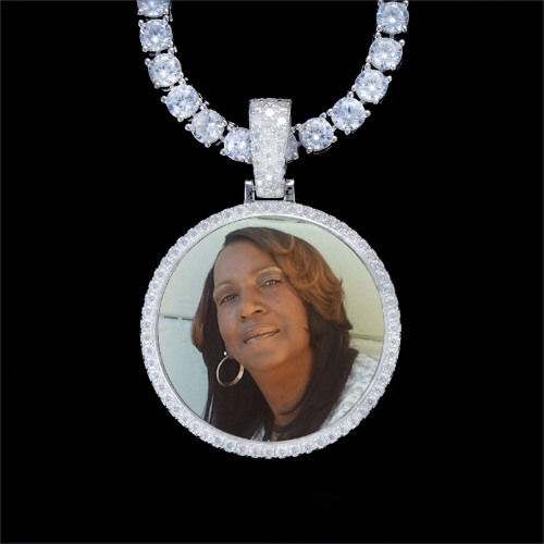 925S & VVS Moissanite 3D Circle Custom Picture Pendant