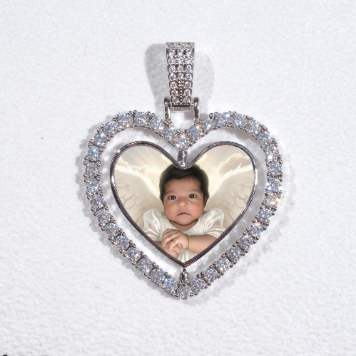 3D Spinning 2-Faced Heart Custom Picture Pendant