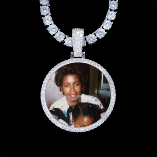 925S & VVS Moissanite 3D Circle Custom Picture Pendant