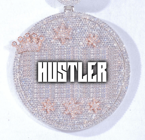 CUSTOM LETTER NECKLACE 3D BIG CROWN DISC