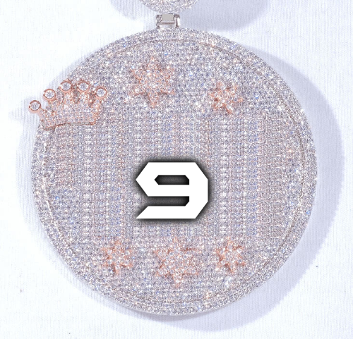 CUSTOM LETTER NECKLACE 3D BIG CROWN DISC