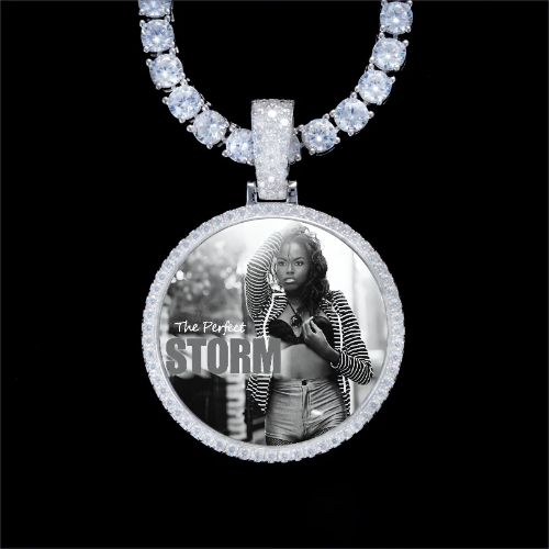 925S & VVS Moissanite 3D Circle Custom Picture Pendant